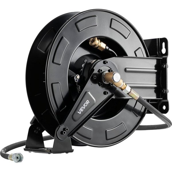 Carrete Para Manguera De Hidrolimpiadora, 15,2 M X 9,5 Mm RetráCtil De Acero Resistente Para Lavadora A PresióN, 4000 Psi MáX., Auto-Enrollable, Pared/Suelo Flexible-image