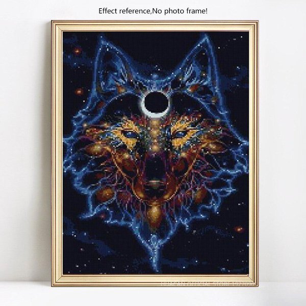 Pintura De Diamante Artesanal, Lobo, Pantalla Completa, Bordado De Diamantes, Imagen De Mosaico Redondo Completo 20X30CM-image