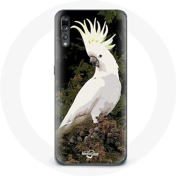 Funda - Huawei - P20 - Blanco - Cacatuas Loros - Flexible Blanco-image
