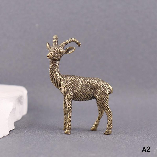 Zodiakalna Koza MosiężNa RzeźBa RęCznie Robiona SzczęśLiwa Figurka Owcy Ozdoba Na Biurko Do Domu Biura WystróJ Fengshui A2 Gray-image