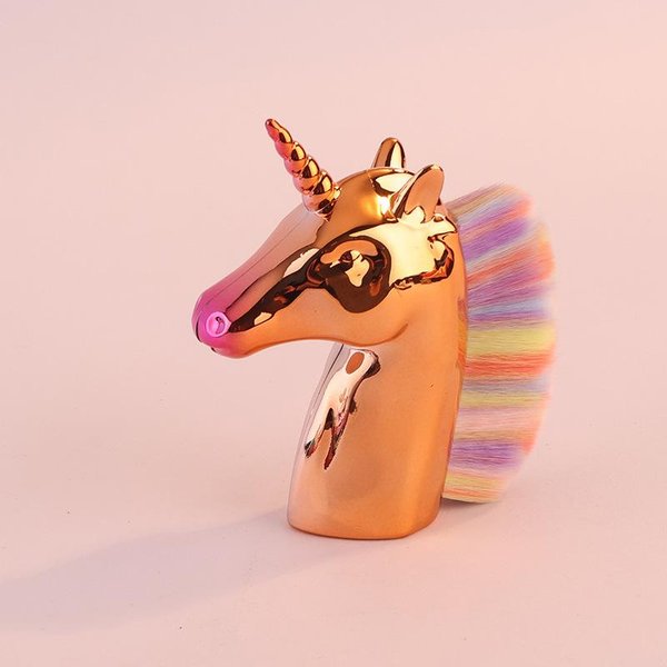 Brocha De Rubor De Unicornio Brocha De Maquillaje Y Aseo Cabeza De Caballo Colorida Brocha Para Base De Maquillaje Brocha Para Polvo Suelto Brocha Para Polvo De UñAs-image