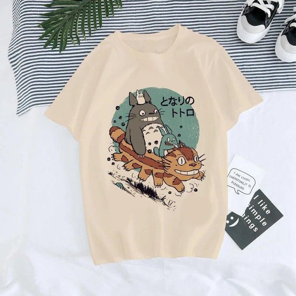 Camiseta Unisex Anime AñOs 90 Totoro Harajuku Ullzang Mujer Camiseta Miyazaki Hayao El Viaje De Chihiro Camiseta Tops Feunisex S-image