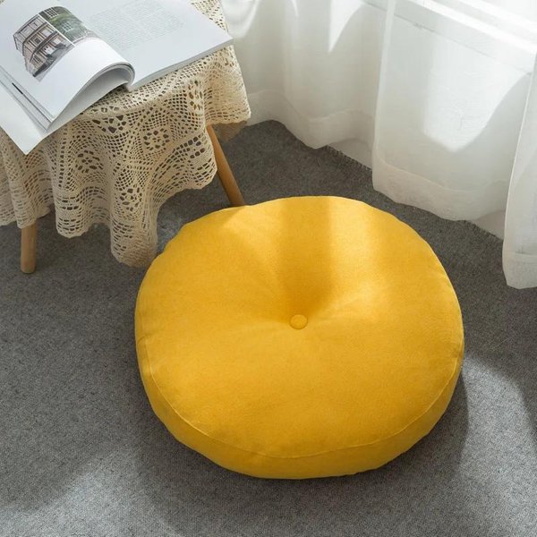 CojíN De Asiento Redondo De Lino Con NúCleo De AlgodóN De Seda CojíN De Tatami Almohada DecoracióN Del Hogar Suave CojíN Redondo De Lino Para Coche Sofá 42X42X8Cm-image