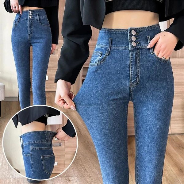 Damskie Jeansy OłóWkowe Z Wysokim Stanem Do Kostek Wiosna Jesień Skinny KoreańSki Streetwear Denimowe Spodnie RozciąGliwe Pantalones 29-image