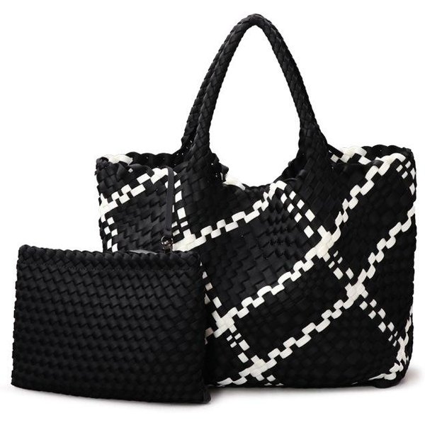 RęCznie Tkana Torba Damska: Modna, Trendy, Wszechstronna, ŚWieżA Torebka Pod Pachę, Torba Tote O DużEj PojemnośCi Dla Mamy I Dziecka Black-image