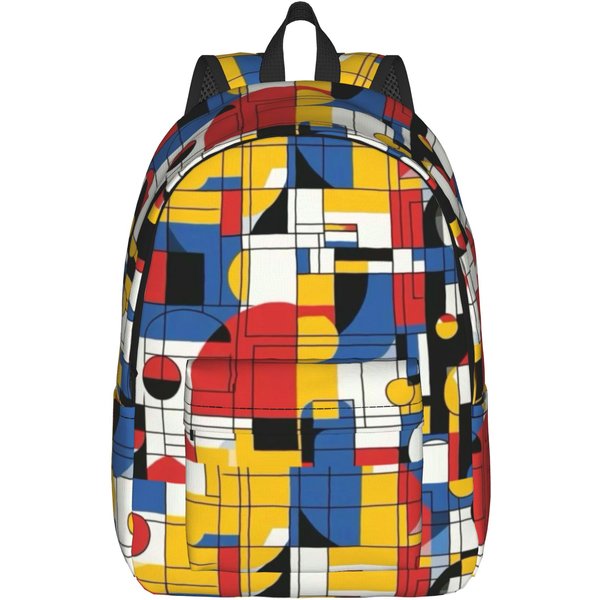 Mochila Piet Mondrian De Stijl Para Hombres Mujeres Genial Escuela Secundaria Senderismo Viajes Mochila Diaria Bolsas De Lona Universitarias Deportes S-image