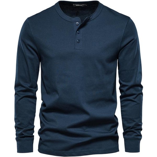 Nueva Camiseta Casual De Manga Larga Con Cuello Redondo Para Hombre, Camiseta BáSica Deportiva Ajustada Para Hombre XS Black-image