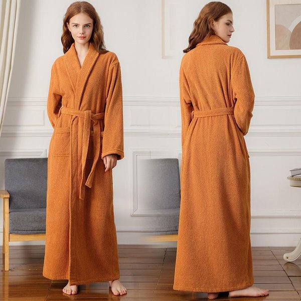 Bata De BañO Suave Para Amantes Del AlgodóN 100%, Bata De Noche Para Hombres Y Mujeres, Bata De BañO SúPer Larga, Bata De Noche, Ropa De Dormir, Albornoz Informal Para Casa XL White-image