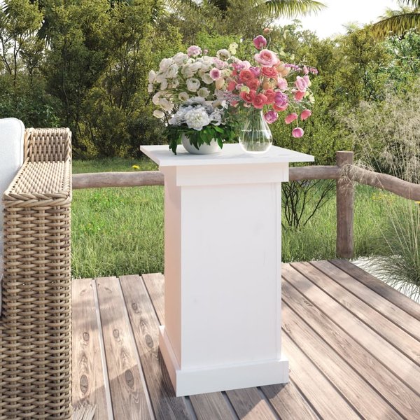 Vidaxl Soporte Para Flores, Blanco 40X40X60 Cm, Madera Maciza De Pino-image