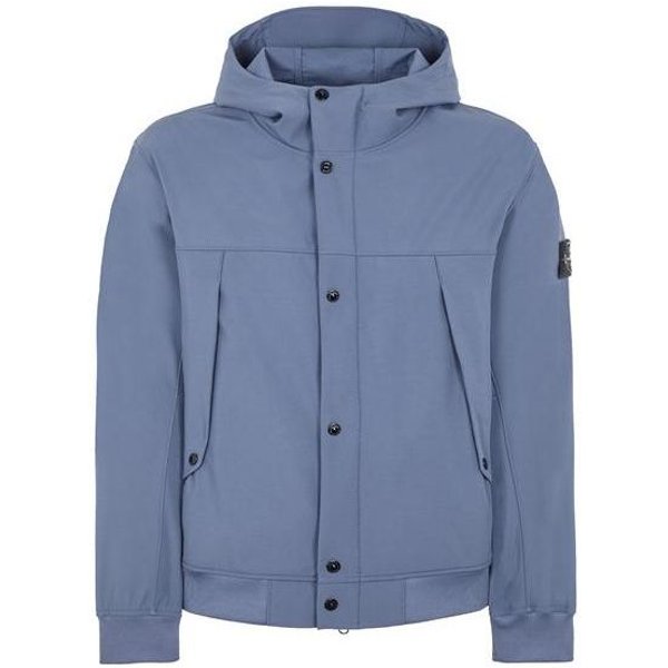 Stone Island Ss24 Soft Shell Cortavientos Impermeable Transpirable Color SóLido De Botones Sencillos Casual Chaqueta Con Capucha Chaquetas Para Hombre 801540227-V0024 S Gray-image