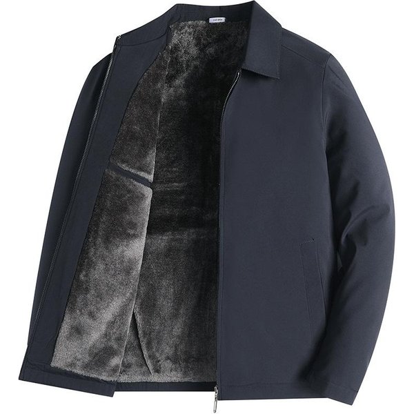 Chaqueta De Terciopelo Gruesa Para Hombre Para OtoñO E Invierno Nueva Chaqueta Con Solapa Para Hombres De Mediana Edad Y Mayores CáLida Chaqueta De Invierno Para Papá 4XL Azul-image