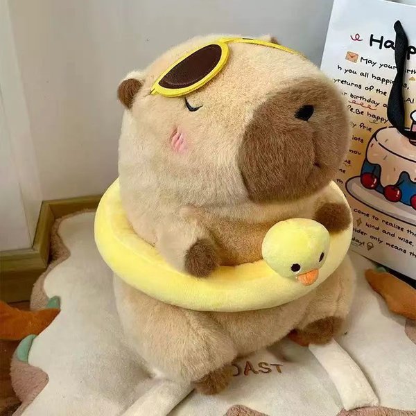 23 Cm Urocza Zielona Kapibara Bananowa Pluszowa Zabawka Kawaii Pluszowe ZwierząTko Puszysta Gruba Lalka Kapibara Poduszka Do Przytulania Dla Dziewczynek Prezenty Dekoracja-image