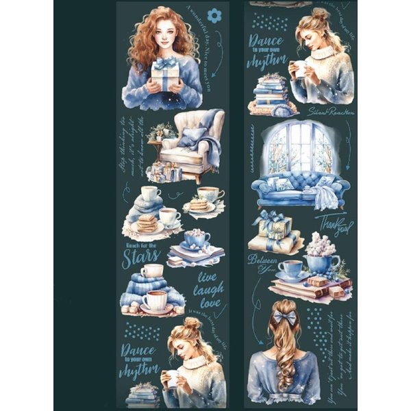 1 Szt. DIY Dekoracyjne TaśMy Samoprzylepne JapońSki Czas Czytania TaśMy Washi TaśMy MaskująCe Naklejki ArtykułY Papiernicze-image