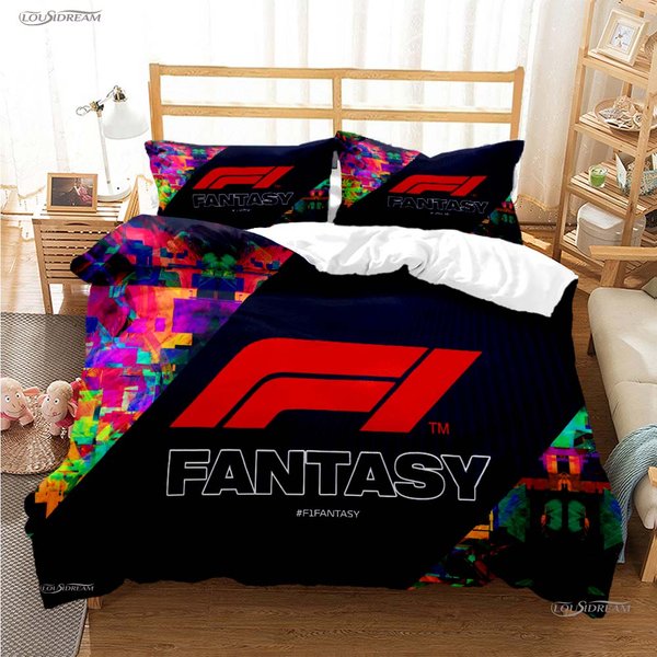 Funda NóRdica Suave Formula 1 EdredóN Entusiasta De Las Carreras Juegos De Cama Suave CóModa Funda De EdredóN MáS Fundas De Almohada Decenas Individual/Doble/Queen/King 200*200Cm Eu-Double-image