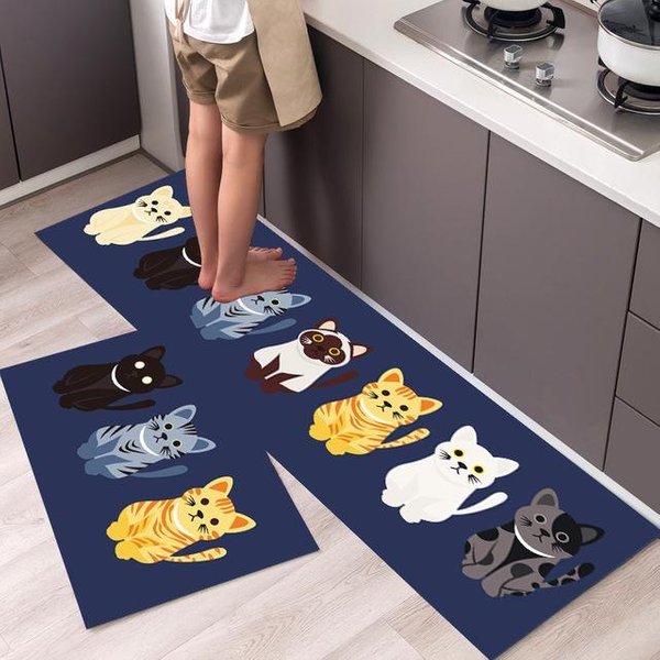 Alfombra De Cocina Para El Suelo Hogar BalcóN Lavable Antideslizante Alfombra Sala De Estar Dormitorio Alfombra De Noche GeoméTrica BañO Entrada Felpudo 40Cmx60Cm 1Pc-image