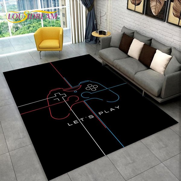 Alfombra Grande Con DiseñO De Dibujos Animados En 3D Para Gamer Gamepad, Alfombra Para Sala De Estar, Dormitorio Infantil, DecoracióN De Felpudo Para Sofá, Alfombrilla Antideslizante Para NiñOs 100*120Cm-image