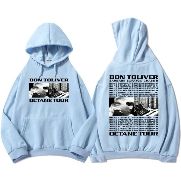 DON Toliver Octane Tour 2026 Bluzy Z Kapturem DłUgi RęKaw Polar MęSkie Bluzy Z Kapturem Projekt Graficzny Nadruk Pulowery Unisex Topy Xxxl Gray-image