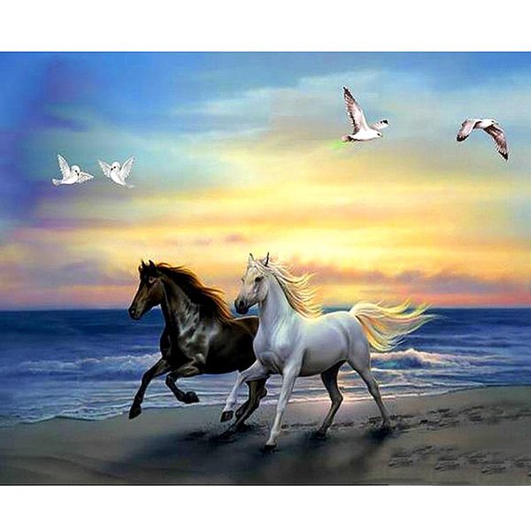 Pintura De Diamante Artesanal 5D Caballo Animal , Bordado De Punto De Cruz, DecoracióN Del Hogar 3D 20X30CM-image