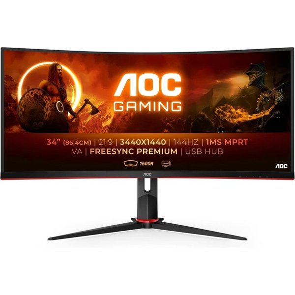 AOC CU34G2X/BK 34" LED Wide QuadHD 144Hz FreeSync Curvo