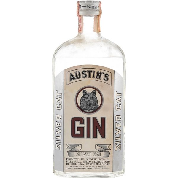 Austin's Silver Cat Gin / Bot.1970s