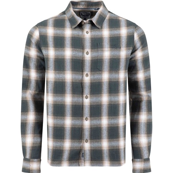 Weird Fish Broxton Organic Cotton Long Sleeve Herringbone Check Shirt Grey Size 3XL