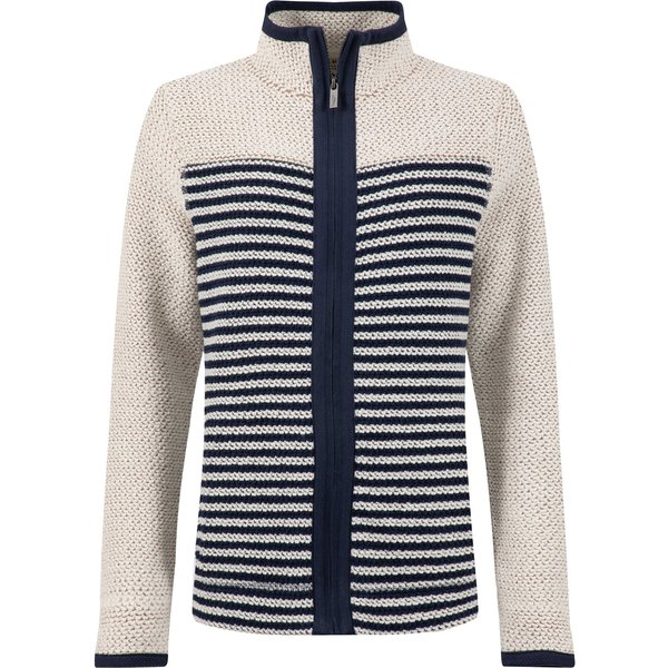Weird Fish Zoe Full Zip Striped Colour Block Macaroni Ecru Size 12