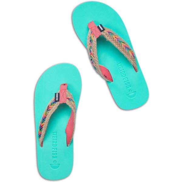 Weird Fish Adila Braided Flip Flops Bevelled Glass Size 4