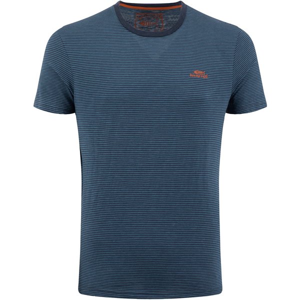 Weird Fish Newland Tonal Slub Stripe T-Shirt Navy Size 2XL