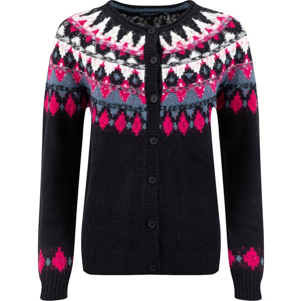 Weird Fish Hatty Fair Isle Cardigan Dark Navy Size 10