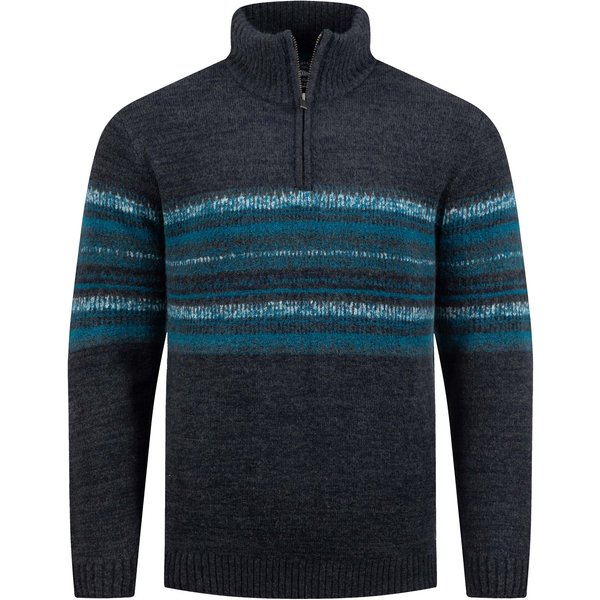 Weird Fish Bertie Fair Isle 1/4 Zip Jumper Navy Size 2XL