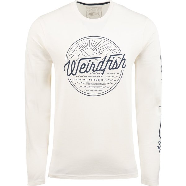 Weird Fish Mountains and Seas Front Print Long Sleeve T-Shirt Dusty White Size L