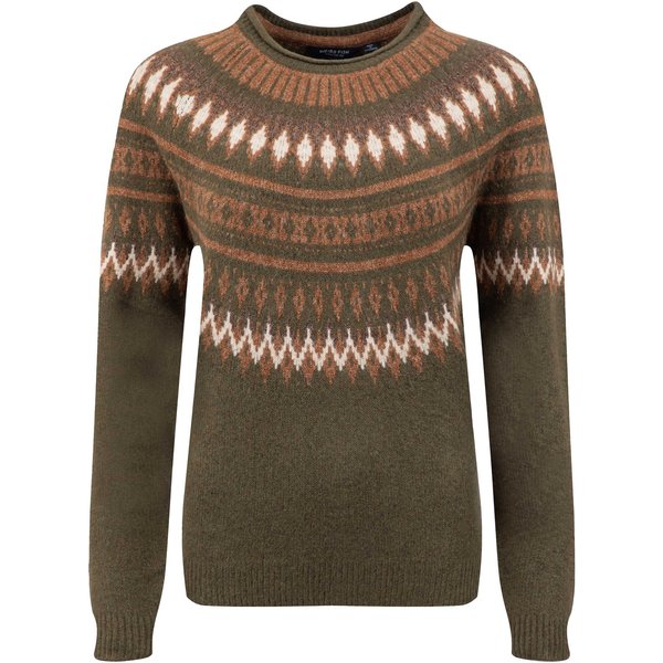 Weird Fish Pines Metallic Fair Isle Jumper Oak Green Size 10