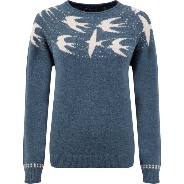 Weird Fish Swallows Intarsia Fair Isle Jumper Ash Blue Size 10