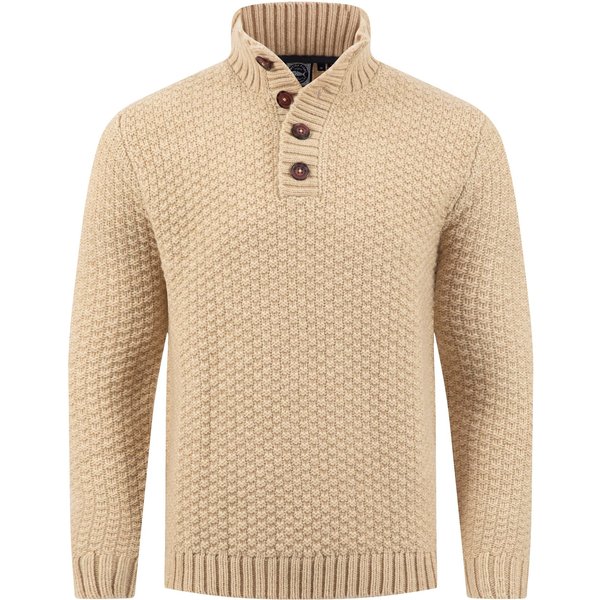 Weird Fish Aden Button Neck Jumper Stone Size 2XL