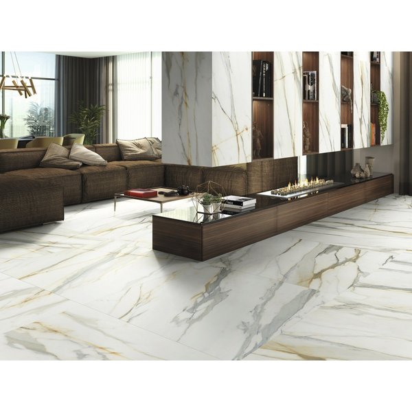 Carrelage Imitation Marbre Blanc Grand Format Calacatta Borghini