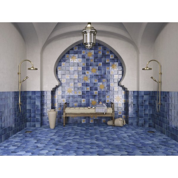Carrelage Décoratif Bleu Motif Etoile 12,4x12,4 Sintra