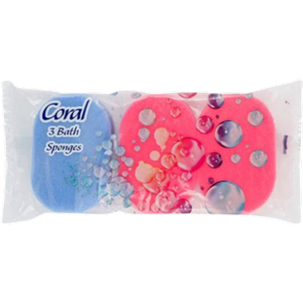 Spugne da bagno Coral in colori assortiti – 3 pezzi