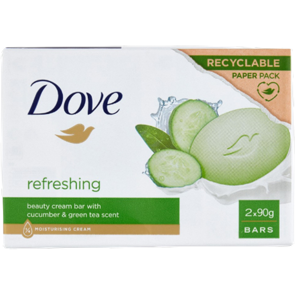 Dove Cucumber & Green Tea Refreshing Beauty Cream Bar Sapone - 2 x 90 g