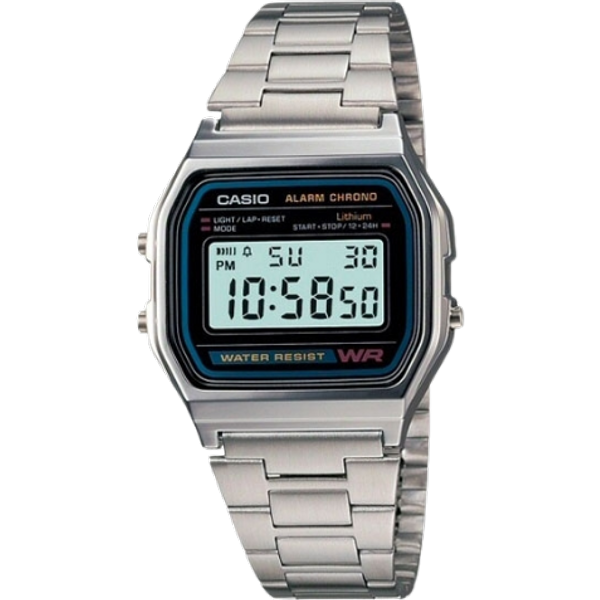 Casio Vintage Orologio Digitale Unisex A158WA-1DF - Cinturino in Acciaio Inossidabile Argento