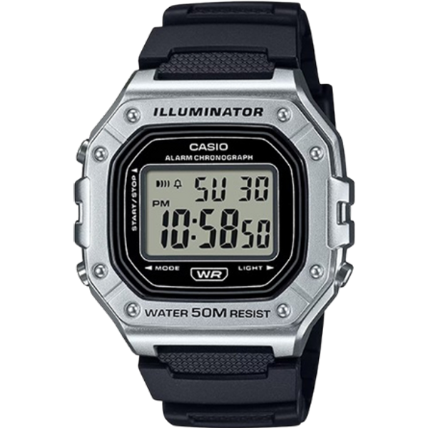 Casio W-218HM-7AVEF Illuminator Orologio Sportivo Digitale - Argento & Nero