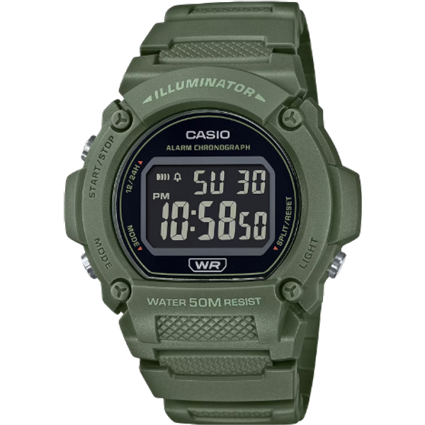 Casio W-219HC-3BVDF Illuminator Orologio Sportivo Digitale - Verde Militare