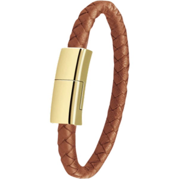 Braccialetto in pelle con caricatore per iPhone - Marrone