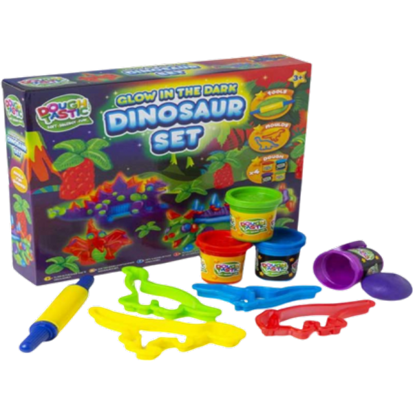 Set di dinosauri Dough Tastic che si illuminano al buio