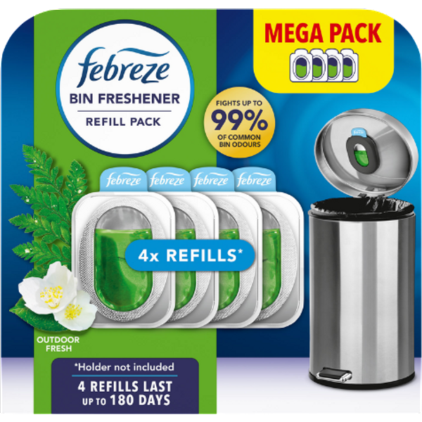 Febreze Outdoor Fresh Ricarica Per Deodorante Per Pattumiera - 4 x 4,88 ml