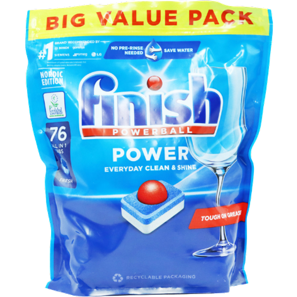 Finish Powerball Power All-in-1 Pastiglie per Lavastoviglie - 76 Pcs
