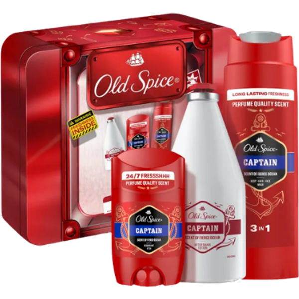 Set Regalo Old Spice Captain in Scatola di Latta – 3 Pezzi