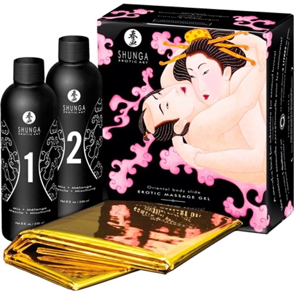 Gel da massaggio Shunga Sparkling Strawberry - 2 x 225 ml