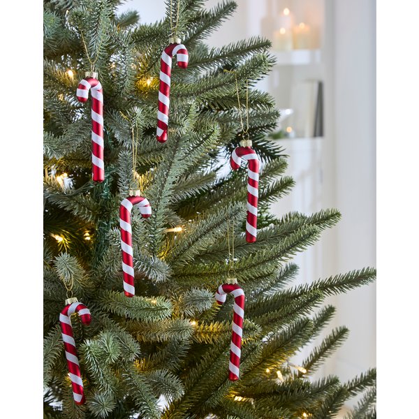 Set of 6 Glass Hanging Candy Canes