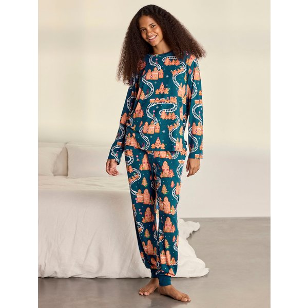 Chelsea Peers Classic Long Crew Neck Set Teal - Chelsea Peers - Size: 28