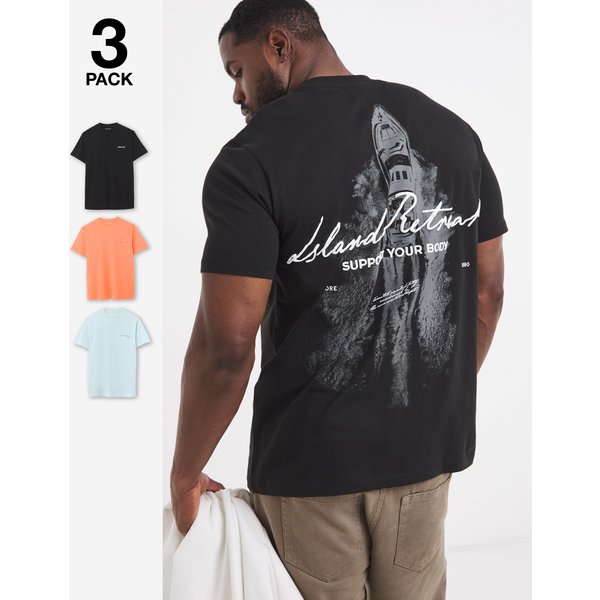Jack & Jones Back Graphic T-Shirt 3 Pack